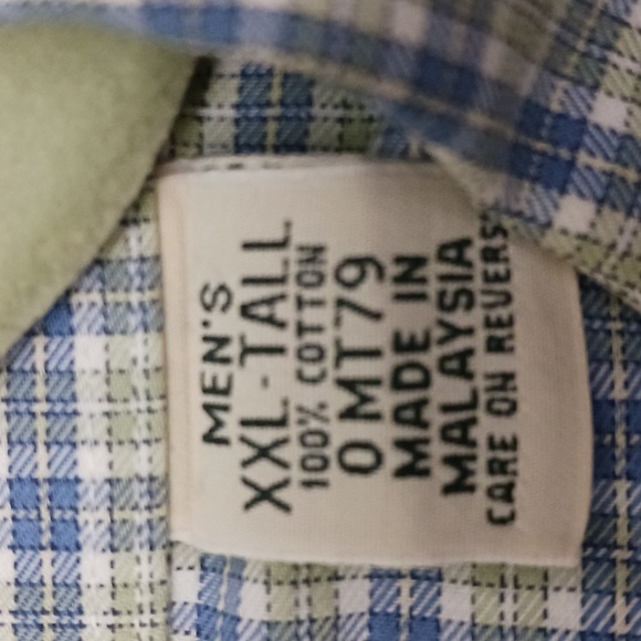 L.L.Bean size XXL-Tall men's plaid blue and white long sleeves shirt. - Picture 11 of 16